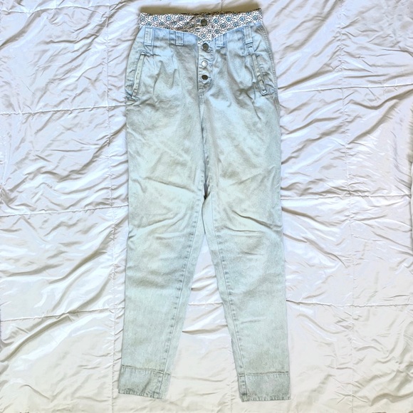 80s VTG Mom Jeans Super High Waisted Light Wash - Picture 2 of 8